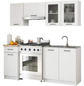 Ak furniture Kuchyňská linka Olivie 1,8 m prosklená bílá/dub sonoma