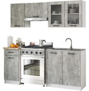 Ak furniture Kuchyňská linka Olivie 1,8 m prosklená beton