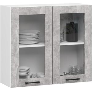 Ak furniture Závěsná kuchyňská skříňka OLIVIE W 80x72 cm matná bílá/beton