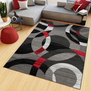 Makro Abra Kusový koberec moderní MAYA Z984B šedý červený Rozměr: 80x150 cm