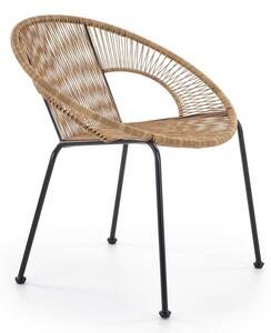 Zahradní židle BARI – umělý ratan, ocel, černá / hnědá