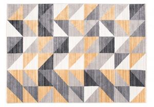 Makro Abra Kusový koberec MYSTIC 3332A Trojúhelníky geometrický zlatý světle šedý Rozměr: 120x180 cm