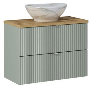 Comad Závěsná skříňka Line Reed s deskou a umyvadlem 80 cm zelená