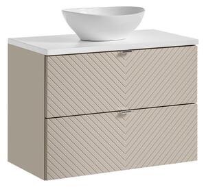 Comad Závěsná skříňka Viva Cashmere s deskou a umyvadlem 80 cm kašmír/bílá