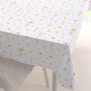 Biante Bavlněný obdélníkový ubrus Sandra SA-497 Žluté bylinky na bílém 50x100 cm