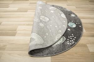 Makro Abra Kulatý dětský koberec Lima C288A Planety Vesmír šedý Rozměr: průměr 100 cm