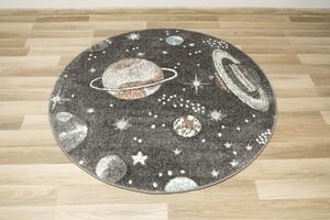 Makro Abra Kulatý dětský koberec Lima C288A Planety Vesmír šedý Rozměr: průměr 120 cm
