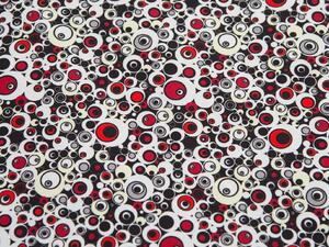 Kočárkovina metráž šíře 160 cm, nepromokavá látka, vzor červené bublinky