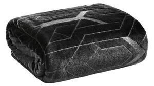 Černá flano deka GINKO4 s lesklým potiskem 150x200 cm