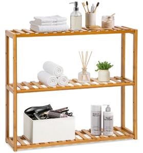 Tectake Regál policový bambus 3 police 60x15x54,5cm - hnědá