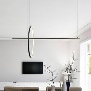 Zambelis LED závěsné světlo 20128, matná černá, délka 122 cm, kovová, stmívatelné, stmívatelný, Černá, Obývací pokoj / jídelna, Hliník, Moderní