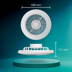 Philips Stropní ventilátor Amigo s LED osvětlením, bílý, 48 cm, RGB, stmívatelný, Bílá / opál, Obývací pokoj / jídelna, Plast, Moderní