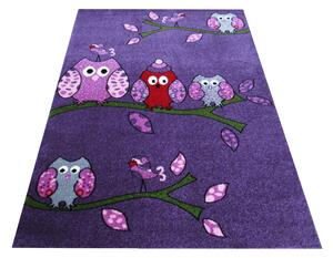 Makro Abra Dětský kusový koberec Bella 01 Sovičky fialový Rozměr: 160x220 cm