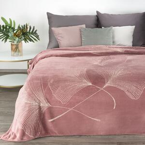 Růžová flano deka GINKO1 s lesklým potiskem 150x200 cm