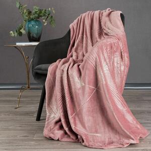 Růžová flano deka GINKO1 s lesklým potiskem 150x200 cm