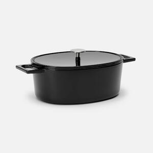 Fabini Oválný pekáč Mattia 3.0, 33×25 cm - Smaltovaný litinový pekáč s poklicí, lesklý černý
