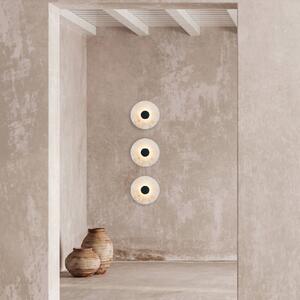 Zambelis LED nástěnné světlo 2551, bílé/černé, Ø 25 cm, alabastr, Bílá / opál, Obývací pokoj / jídelna, Kámen