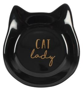 Keramická miska na šperky s kočkou - černá, bílá Barva: černá