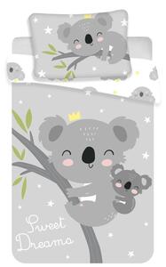 Šedé bavlněné dětské povlečení do postýlky 100x135 cm Koala "Sweet Dreams" – Jerry Fabrics