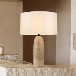 Zambelis Stolní lampa 25428, béžová/bílá, výška 55 cm, kámen/textil, E27, Krémová / jantar, Obývací pokoj / jídelna, Kámen