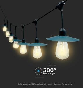 LED Solární řetěz 15xLED/0,2W/3,7V 15,6 m 3000K IP44 2400 mAh