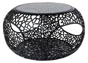Konferenční stolek LEAF 40 CM černý/černé sklo Nábytek | Obývací pokoj | Konferenční stolky | Všechny konferenční stolky