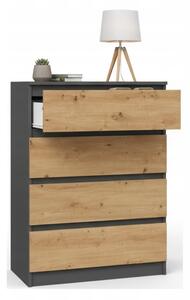 Komoda TopEshop 70 cm antracit dub artisan se 4 zásuvkami, laminovaná deska