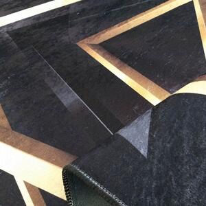 Makro Abra Moderní kusový koberec BLACK and GOLD 03 Geometrický protiskluzový černý zlatý Rozměr: 80x150 cm