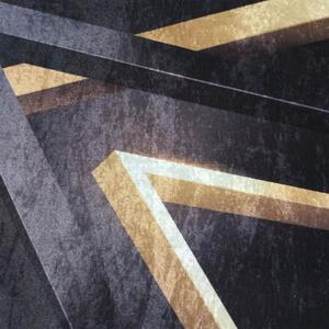 Makro Abra Moderní kusový koberec BLACK and GOLD 03 Geometrický protiskluzový černý zlatý Rozměr: 80x150 cm