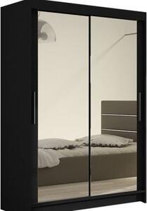 Kapol Miami VII Šatní skříň šíře 120 cm s dvojitým zrcadlem a posuvnými dveřmi Matná černá