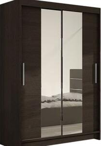 Kapol Miami II šatní skříň šíře 120 cm s dvojitým zrcadlem a posuvnými dveřmi Čokoládová