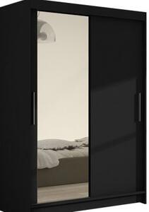 Kapol Miami VI Šatní skříň šíře 120 cm se zrcadlem a posuvnými dveřmi Matná černá
