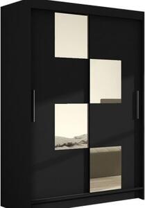 Kapol Miami III Šatní skříň šíře 120 cm s mozaikovanými zrcadly Matná černá
