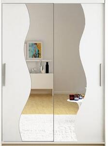 Kapol Miami S šatní skříň šíře 120 cm s dvojitým zrcadlem a posuvnými dveřmi Matná bílá