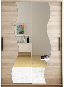 Kapol Miami S šatní skříň šíře 120 cm s dvojitým zrcadlem a posuvnými dveřmi Dub Trufla