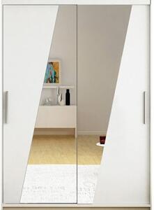 Kapol Miami VIII šatní skříň šíře 120 cm s dvojitým zrcadlem a posuvnými dveřmi Matná bílá