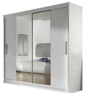 Kapol Bega II šatní skříň šíře 180 cm s dvojitým zrcadlem a posuvnými dveřmi Matná bílá
