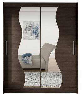 Kapol Westa S šatní skříň šíře 150 cm s půleným zrcadlem a posuvnými dveřmi Čokoládová