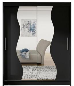 Kapol Westa S šatní skříň šíře 150 cm s půleným zrcadlem a posuvnými dveřmi Matná černá