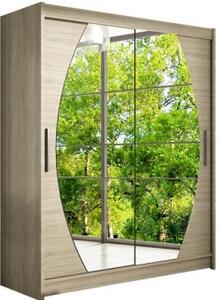 Kapol Westa VIII šatní skříň šíře 150 cm s velkým zrcadlem a posuvnými dveřmi Dub Sonoma