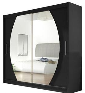Kapol Bega IV šatní skříň šíře 180 cm s dvojitým zrcadlem a posuvnými dveřmi Matná černá