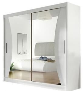 Kapol Bega V šatní skříň šíře 180 cm s dvojitým zrcadlem a posuvnými dveřmi Matná bílá