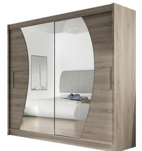 Kapol Bega IX šatní skříň šíře 180 cm s dvojitým zrcadlem a posuvnými dveřmi Dub Trufla