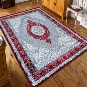 Makro Abra Kusový klasický koberec Angora 01 Luxusní červený šedý béžový Rozměr: 200x290 cm