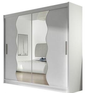 Kapol Bega X šatní skříň šíře 180 cm s půleným zrcadlem a posuvnými dveřmi Matná bílá