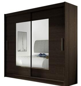 Kapol Bega VII šatní skříň šíře 180 cm s dvojitým zrcadlem a posuvnými dveřmi Čokoládová