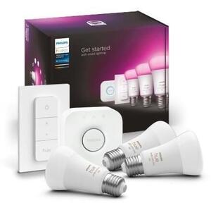 Hue Bluetooth 3x žárovka LED E27 A60 9W 1100lm 2000-6500K RGB + Bridge můstek + ovladač