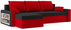 Kapol Drive rohová pohovka šíře 230 cm levá s vestavěnou poličkou Černá / červená