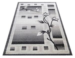 Makro Abra Kusový koberec moderní OTTO 02 Květy šedý Rozměr: 80x150 cm