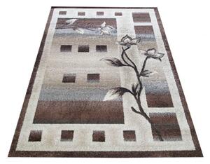 Makro Abra Kusový koberec moderní OTTO 02 Květy hnědý Rozměr: 80x150 cm